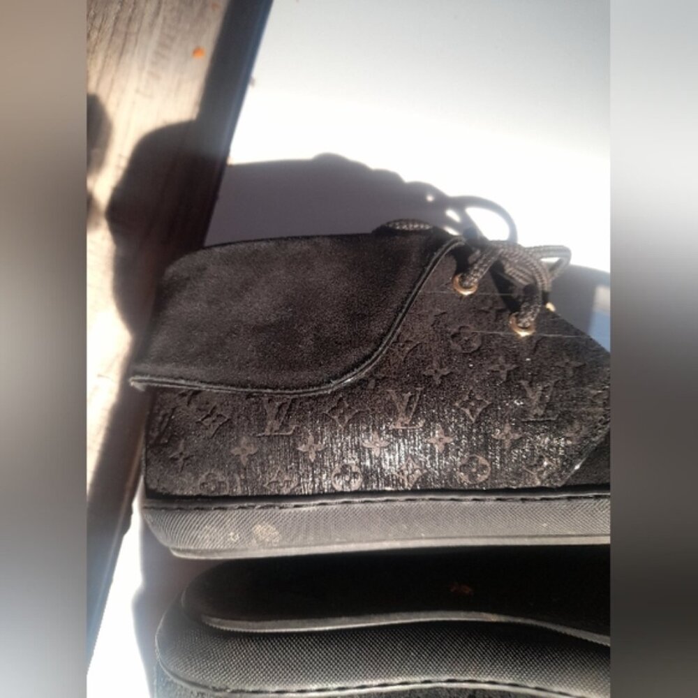 LOUIS VUITTON Boots Heel Monogram Suede Black EU36.5 RARE! - Picture 10 of 16